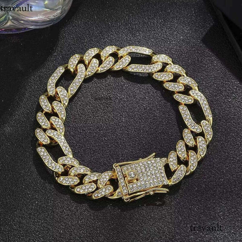 DHgate Iced Out Cuban Link Chain for Men Women Hip Hop Bling Rhinestone Choker Necklace Adjustable Fashion Jewelry Sier Color 1 Piece 18mm Width