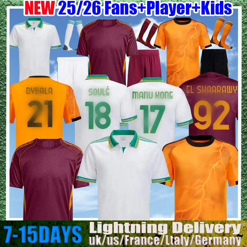 25 26 Maglia Roma Third Soccer Jerseys 2025 2026 PELLEGRINI home Away Pellegrini KONE CRISTANTE Dovbyk DYBALA Football Jersey Shirts Kit Players fans Men Kids
