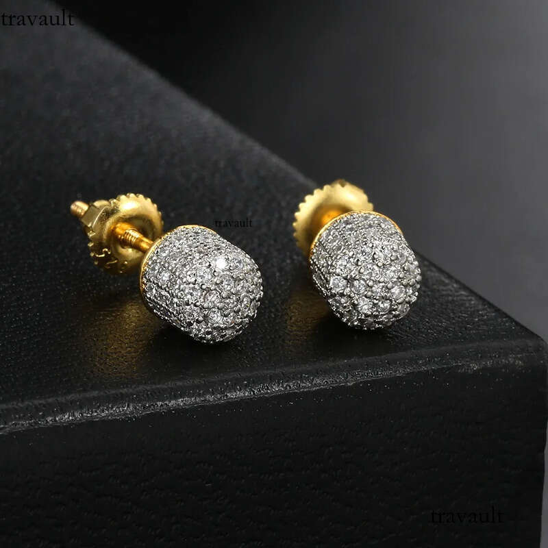 HipHop Half Round Thread Earrings for Women Micro Set AAA Zircon Party Banquet Womens Jewelry