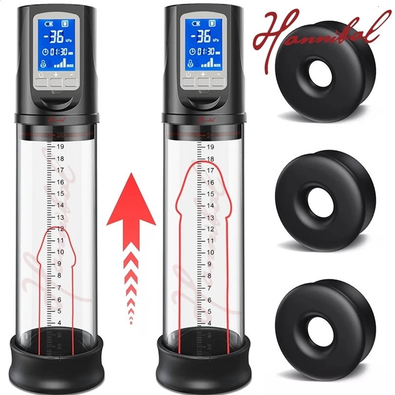 Hannibal LCD Electric Penis Pump Enlargement Extend Trainer Male Masturbators Cup Dick Sex Toys for Men 241105
