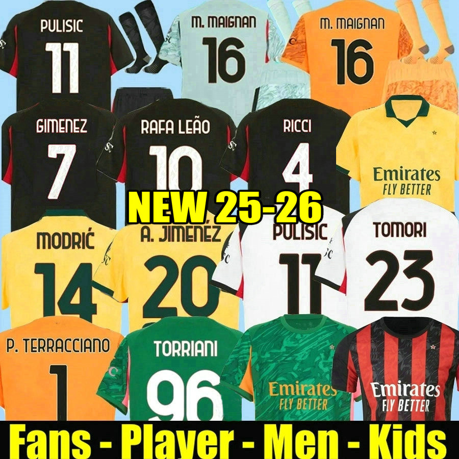 25 26 Maglia Modric MILANS Soccer Jerseys JASHARI Estupinan 125th Anniversary 2025 2026 PULISIC ROMAGNOLI RAFA LEAO Football shirts uniform Gimenez RICCI NKUNKU