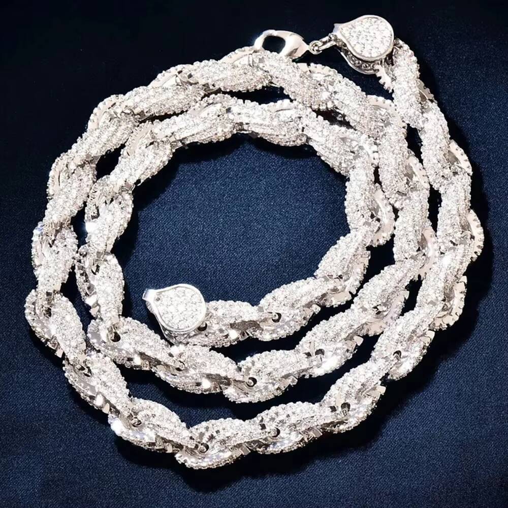 10MM Rope VVS Moissanite Cuban Link Iced Out Chain Plated 14k Gold Pass Diamond Tester Handmade Hiphop Bling Gift 925 Silver - view 3
