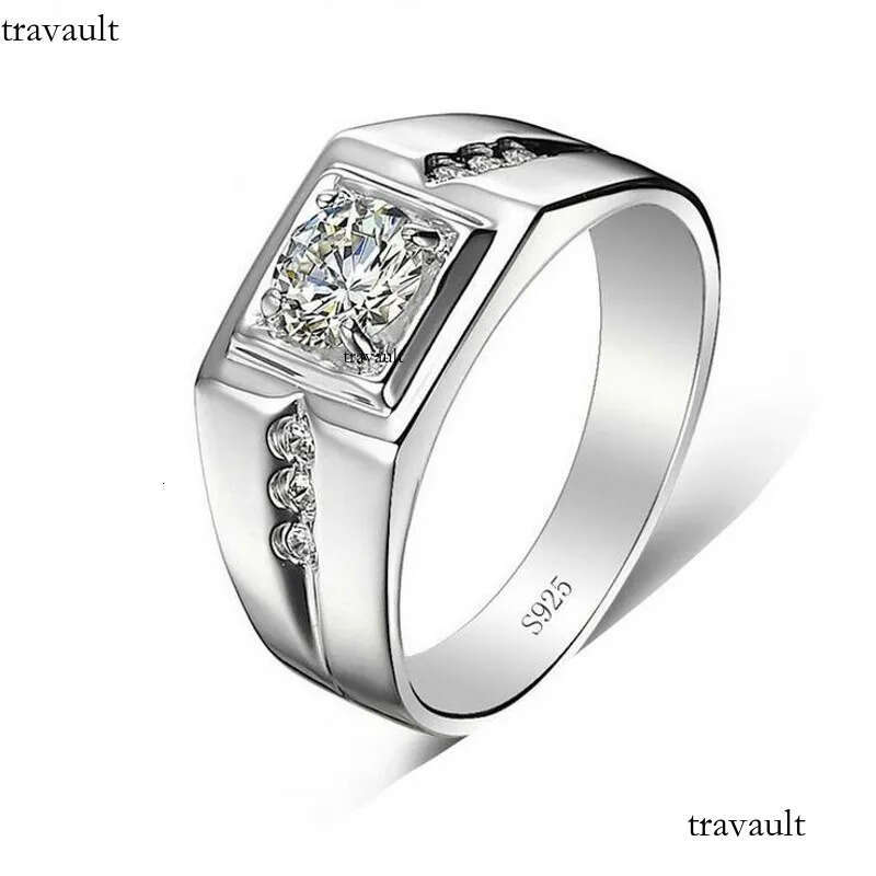 2018 New Arrival Sparkling Fashion Jewelry Sterling Sier Solitaire White Topaz CZ Dia Women Men Wedding Band Ring Gift