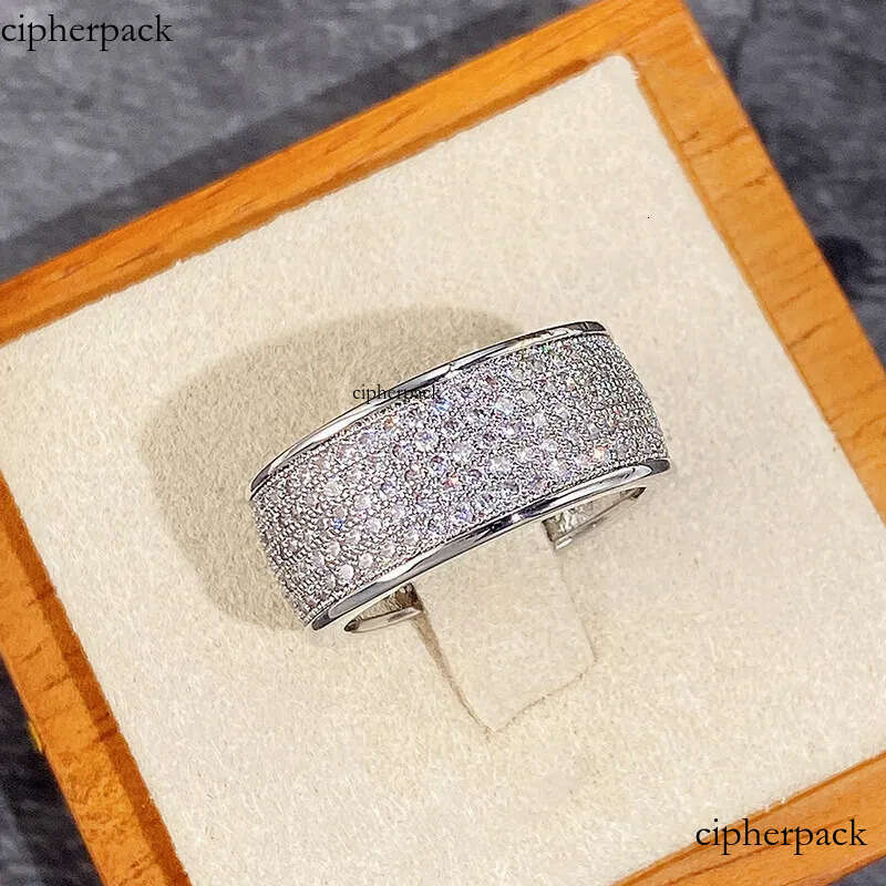 2024 Sparkling Hip Hop 5 Rows Pave Micro 5A Cubic Zircon Wedding Rings Jewelry Sterling Sier Fill Gorgeous Party Women Men Finger Ring Gift e1