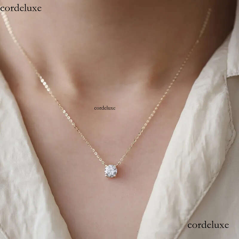 2024 Choucong Moissanite Dia Pendant Simple Fashion Jewelry Real 100% Sterling Sier 14K Gold Solitaire Gemstones Women Beach Clavicel Necklace Gift b4