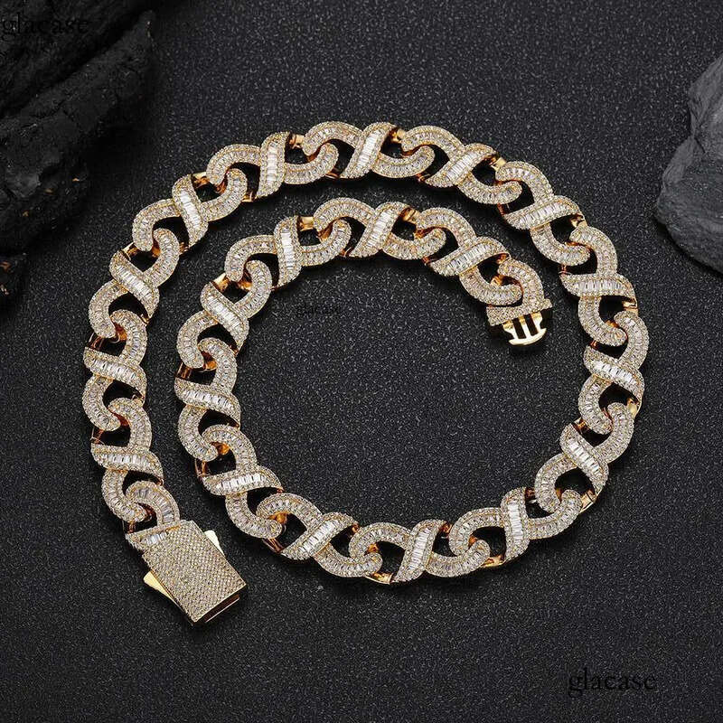 12mm Hip Hop 8 Shape Cuban Chain Necklace Bracelets 5A T Zircon Mens Jewelry Gift 9d