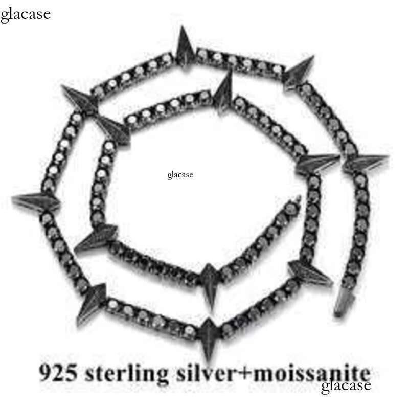 Luster Fine Sterling Sier 5mm Synthetic Dias Chain Wakanda Panther Style Round Black Moissanite Necklace 6f