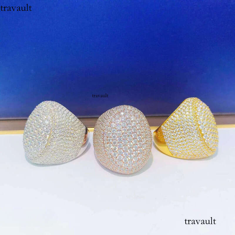 Fine Jewelry Mens Rapper S Sterling Sier Plated Ice Out FL/Vvs1 Dia Yellow Gold Hip Hop Moissanite Ring