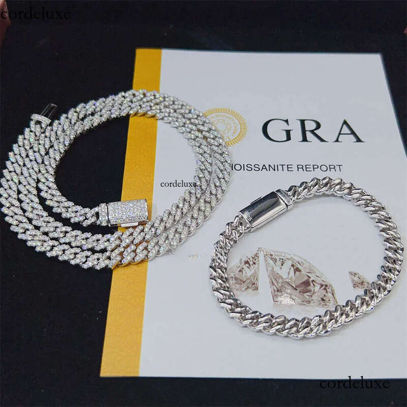 designer hip hop jewelry 8mm 16 18 20 22 inches link necklace VVS GRA Certified moissanite cuban chain de
