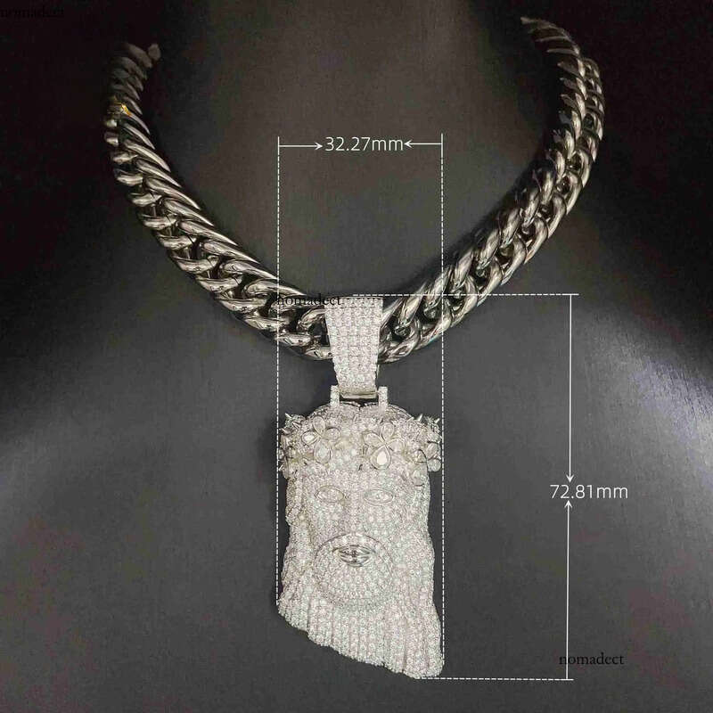 Fashion Vvs Moissanite Gold Plated Sterling Sier Jesus Head Pendant for Hip Hop Jewelry 85