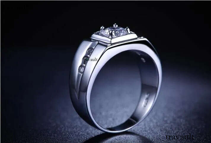 2018 New Arrival Sparkling Fashion Jewelry Sterling Sier Solitaire White Topaz CZ Dia Women Men Wedding Band Ring Gift