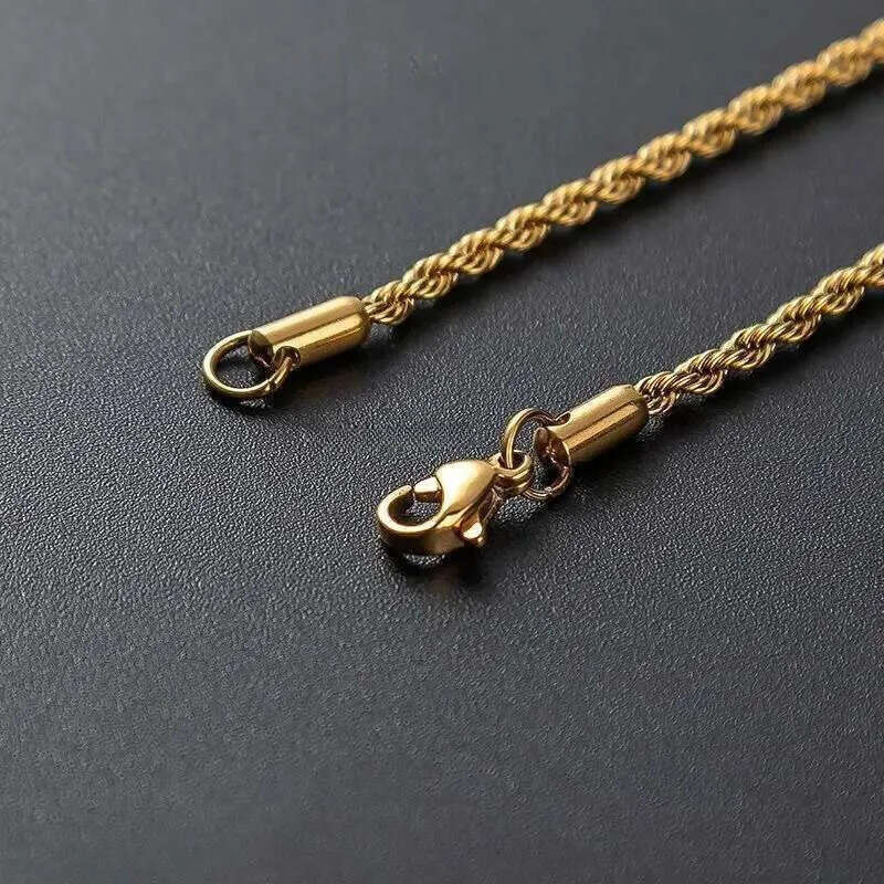 designer jewelry women gold necklace High Quality Gold Plated chain Stainless Steel Necklace For Women Men Golden rope chains gift 2-5mm