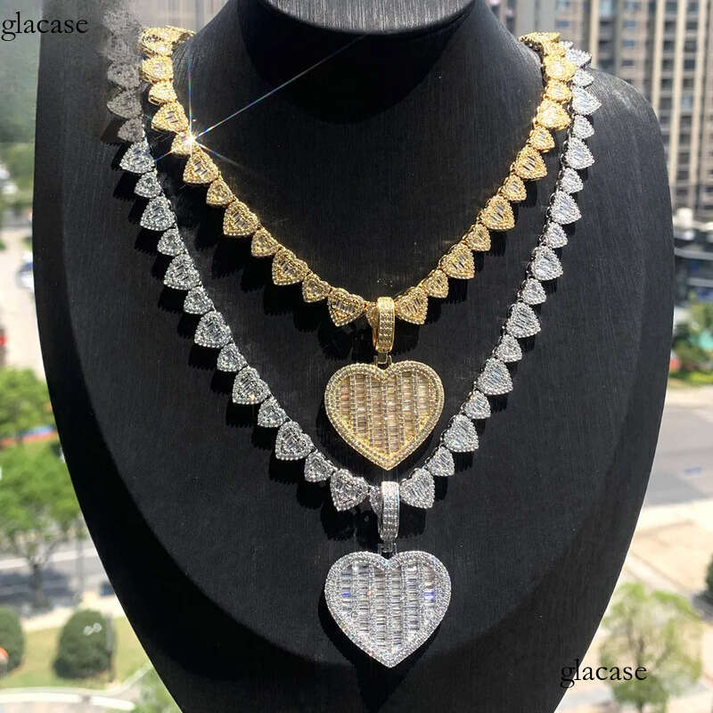 Hip Hop Pendant Necklace with Heart Shape Chain Gold Plated Jewelry c7