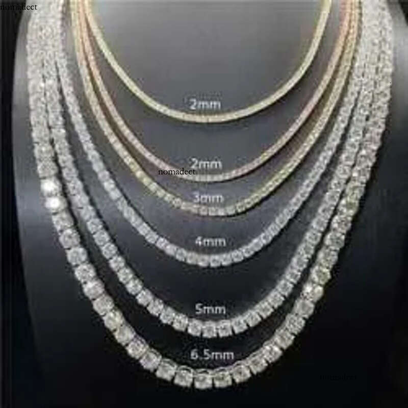 Fine Jewelry Hip Hop Sterling Sier Vvs 2mm 3mm Moissanite Necklace Cluster Iced Out Tennis Chain Bracelet for Men Women e4