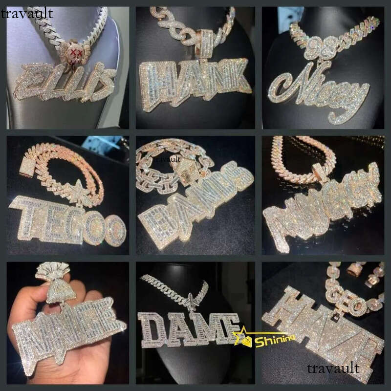 Hip Hop Fine Jewelry Face VVS Moissanite Dia Necklace Custom 3D Iced Out Pendant