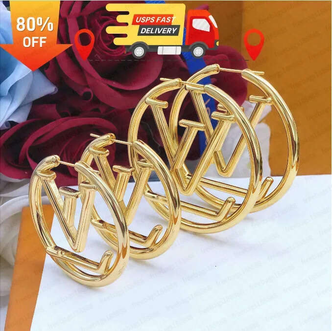 big gold hoop earrings for lady women orrous girls ear studs set Designer Jewelry earring Valentine's Day Gift engagement