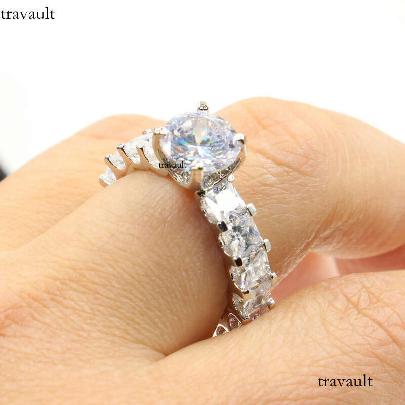 Victoria Wieck Jewelry Hot Sale Real Sterling Sier Round Shape White Topaz CZ Dia Women Wedding Princess Band Ring Gift