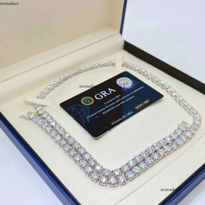 Hip hop Jewelry 6.5mm Sier VVS Dia necklace chain Fashion Iced out Moissanite Tennis Chain 38