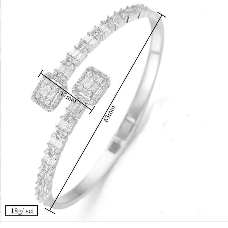 Elegent Wedding Bracelets Jewelry Sterling Sier T Princess Cut White 5A Cubic Zircon CZ Dia Gemstones Party Women Open Bangle For Lover Gift