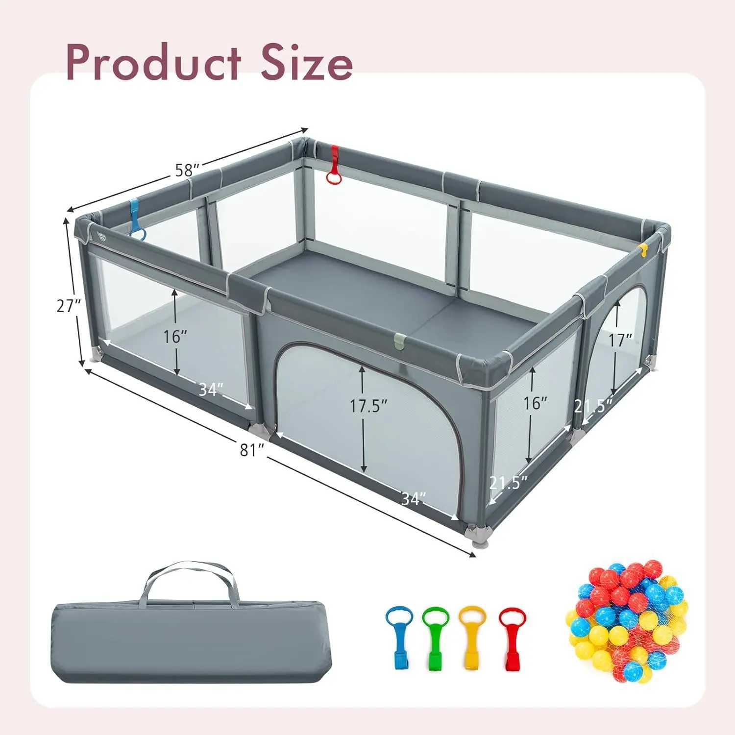 Playpen for Toddlers Extra Large Playard Playpen for Toddlers Indoor Outdoor with Ocean Balls NonSlip Suction Cups Handleb C250929