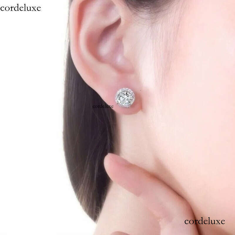 Ins Top Sell Stud Earrings Moissanite Dia Simple Fashion Jewelry Round Cut Gemstones Party High Quality Eternity Classical Women Circle Earring Gift 2