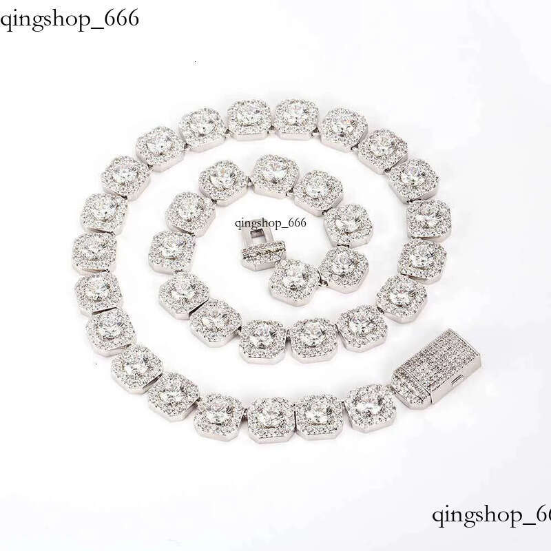necklace moissanite chain Hip Hop Necklace Gold Plated Jewelry Iced Out Dia Clustered Tennis Chain b0