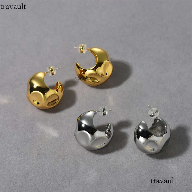 Fashion Vintage Concave Convex Design C-Shaped Earrings for Women Light High-end Charm Daily Wear Jewelry Gift Trend