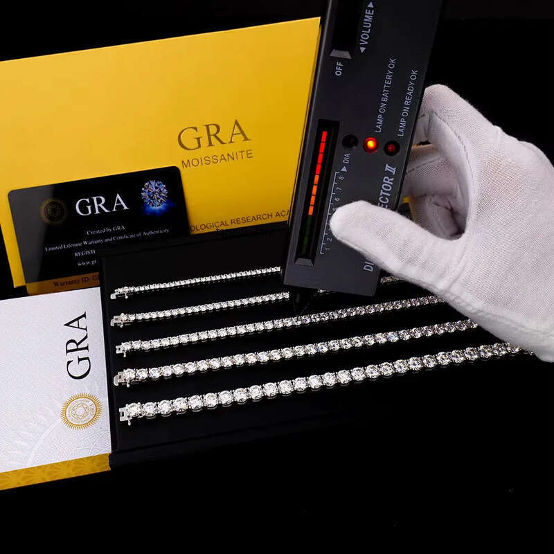 Wholesale Mens and Womens S Sterling Sier Tennis Chain Bracelet VVS Lab Moissanite Mossanite Hip Hop Style for Gifts