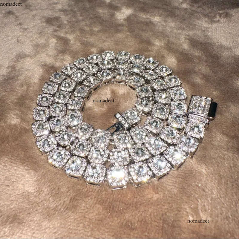 necklace moissanite chain 10mm Width Bling Big Dia Chain Sterling Sier Vvs Moissanite Hip Hop Jewelry Iced Out Cuban Link d9