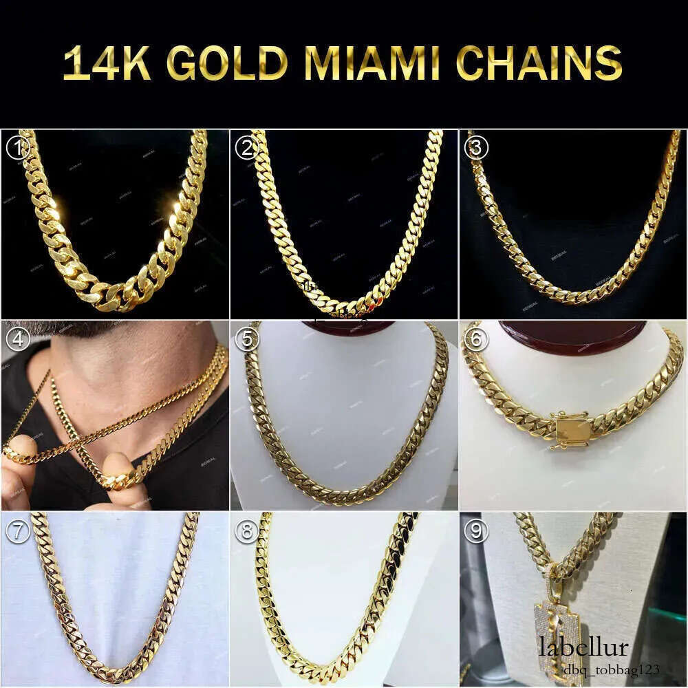 Wholesale 10K 14K Solid Real Gold 8MM Cuban k Chain Bracelet Iced Out Hip Hop Moissanite Necklace Fine Jewelry Men Women