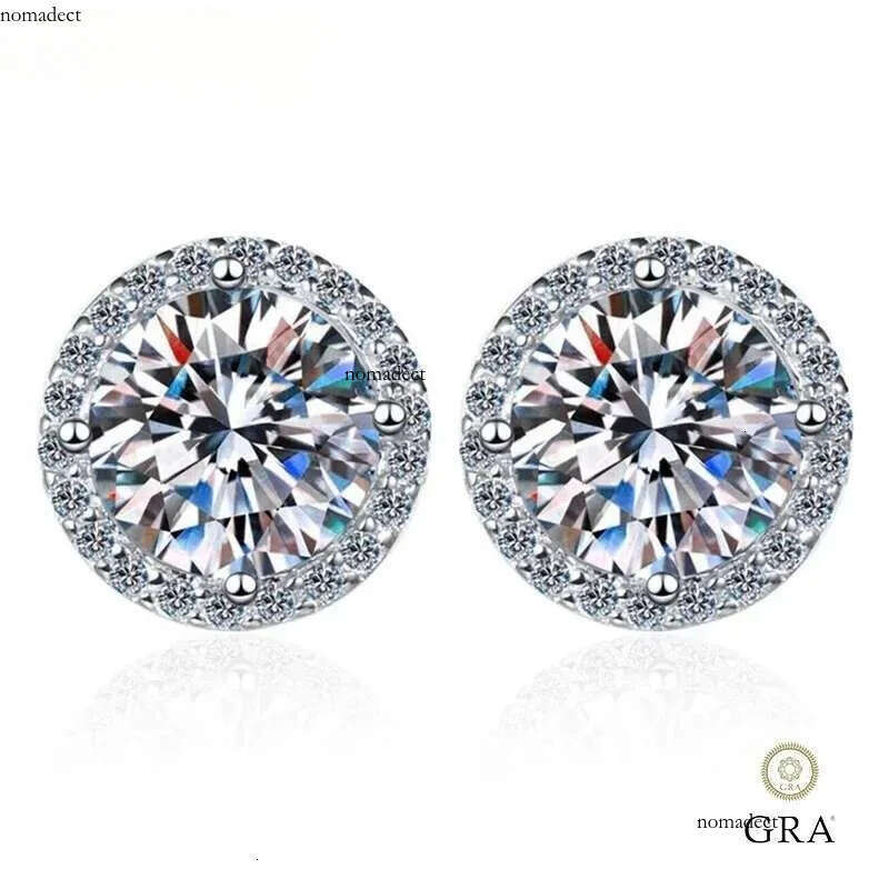 S Sterg Sier 0.5/1/2 Carat Round Moissanite Earrings Engagement Wedding Party Fine Jewelry Ear Gift for Women c6