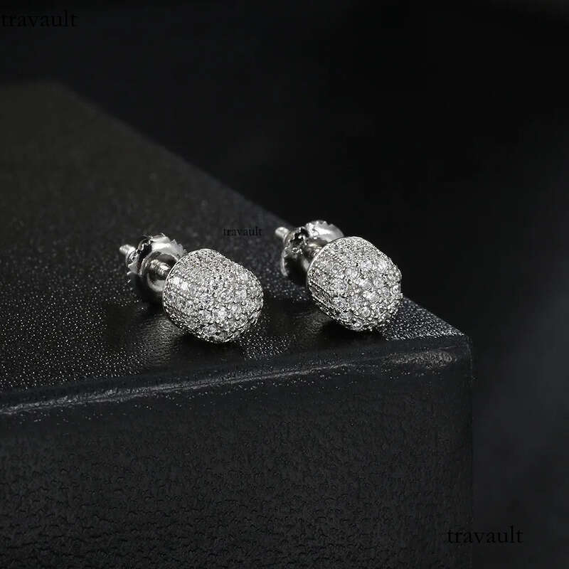 HipHop Half Round Thread Earrings for Women Micro Set AAA Zircon Party Banquet Womens Jewelry