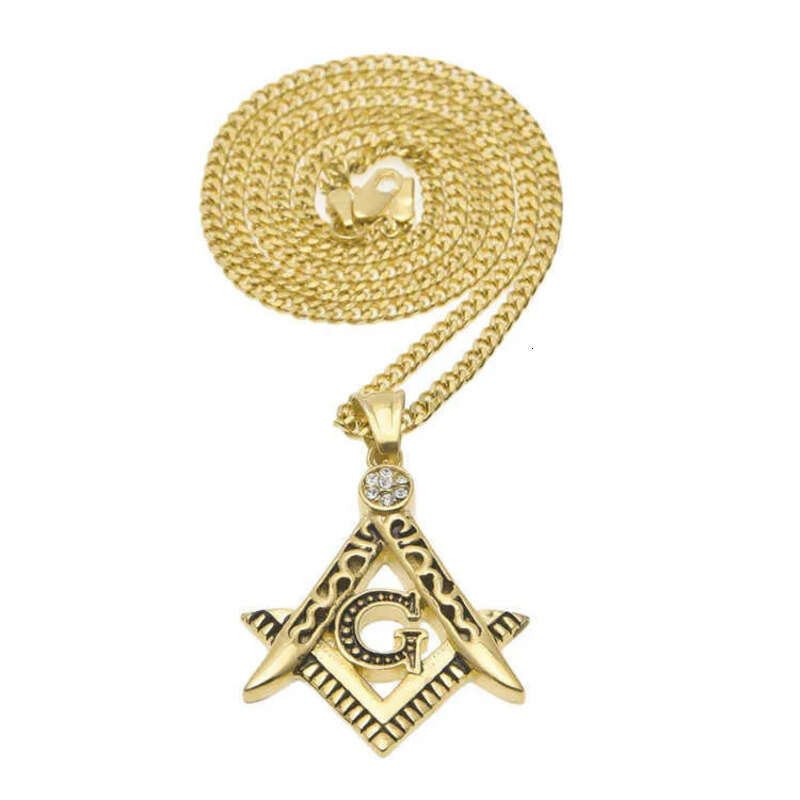 Fashion New Hip Hop 316 Stainless Steel Gold Sier Freemason Masonic Emblem Free Mason Pendant jewelry with CZ stones