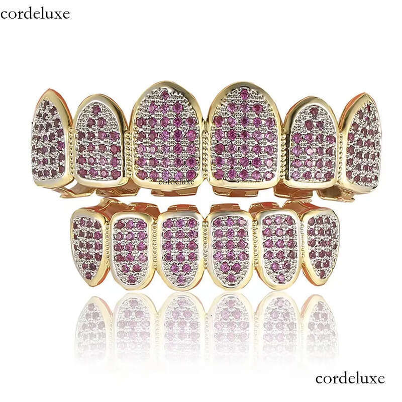 Moissanite Gold Plated Hip Hop Grillz Top And Bottom Grills For Mouth Teeth 2 EXTRA Molding Bars Every Style 32