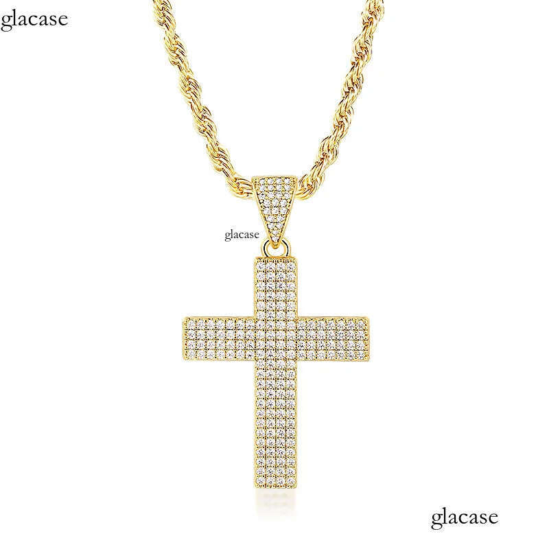 Hip Hop Full 5A Zircon Cross Pendant with TopBling Tennis Chain Men Jewelry Gift c5