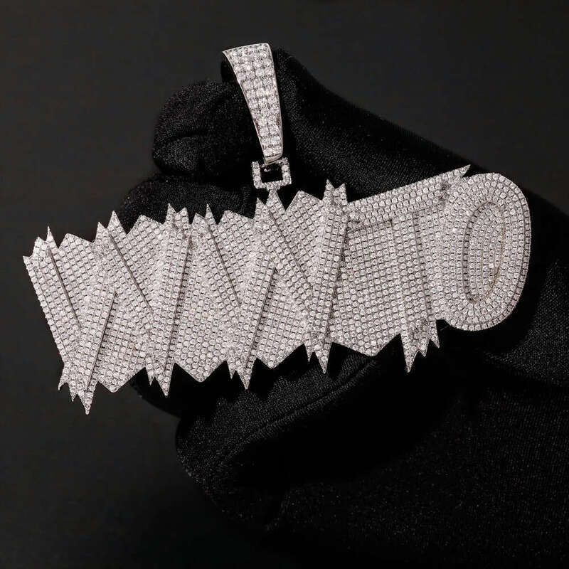 Moissanite Chain Custom VVS moissanite sterling sier lab dia personalized name iced out jewelry