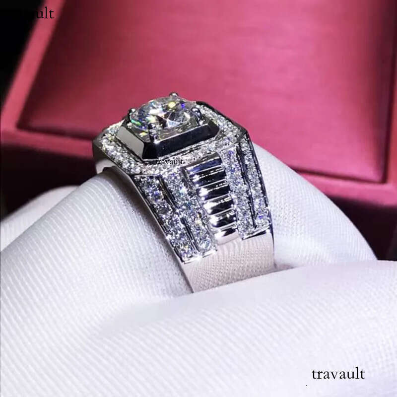 DHCollections Light Unisex Trendy White Zircon & Dia Ring Round Brilliant Cut for Anniversary Fashion Accessories