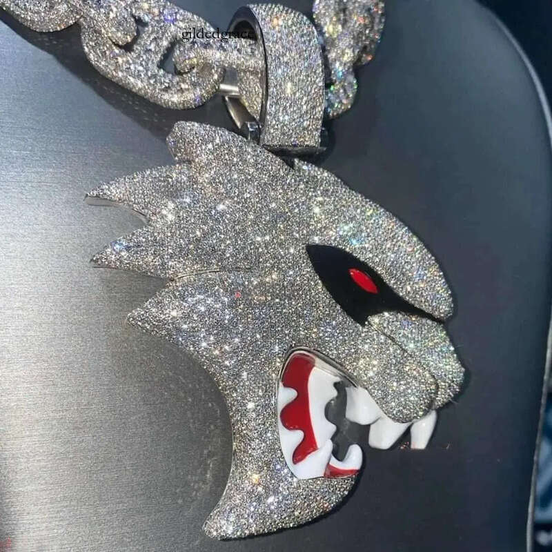 Designer Moissanite Dia Necklace for Mens Cuban Chain Pendant Custom 4 Inches Iced Out 3d Sier Initial Vvs k Hip Hop Jewelry Men Gift Fashion Olc0