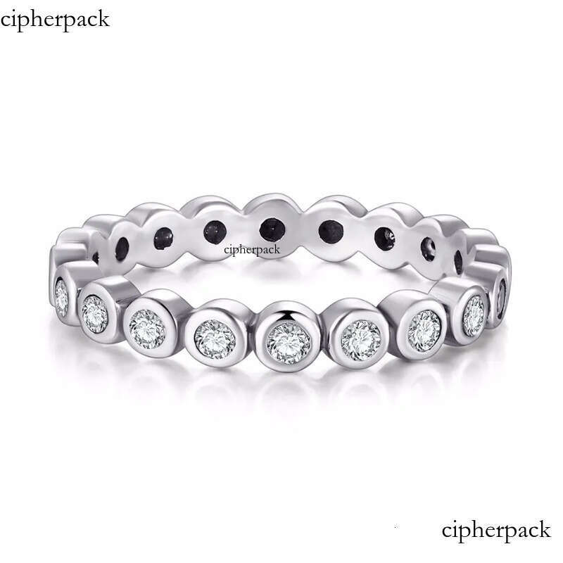 Cute Fashion Jewelry Sterling Sier Brand Desgin White Topaz CZ Dia Gemstones Party Women Wedding Circle Band Ring SetGift 65