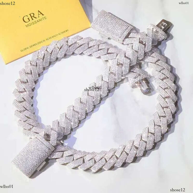 Moissanite bracelet Necklace s Rap hip-hop style Fashion punk full of dias Cuban chain