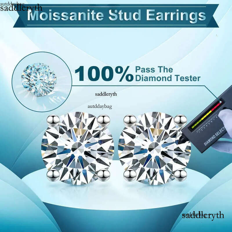 Dropshipping Usa Warehouse 3mm-10mm Gold Plated Sterg Sier Vvs Moissanite Dia Women Mossanite Stud Earrings Men 7a