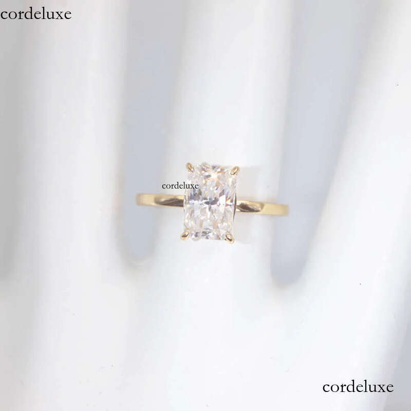 Custom Handmade 14K Solid Gold 3CT Radiant Ice Crushed Cut D Moissanite Engagement Ring Jewelry Findings 6c