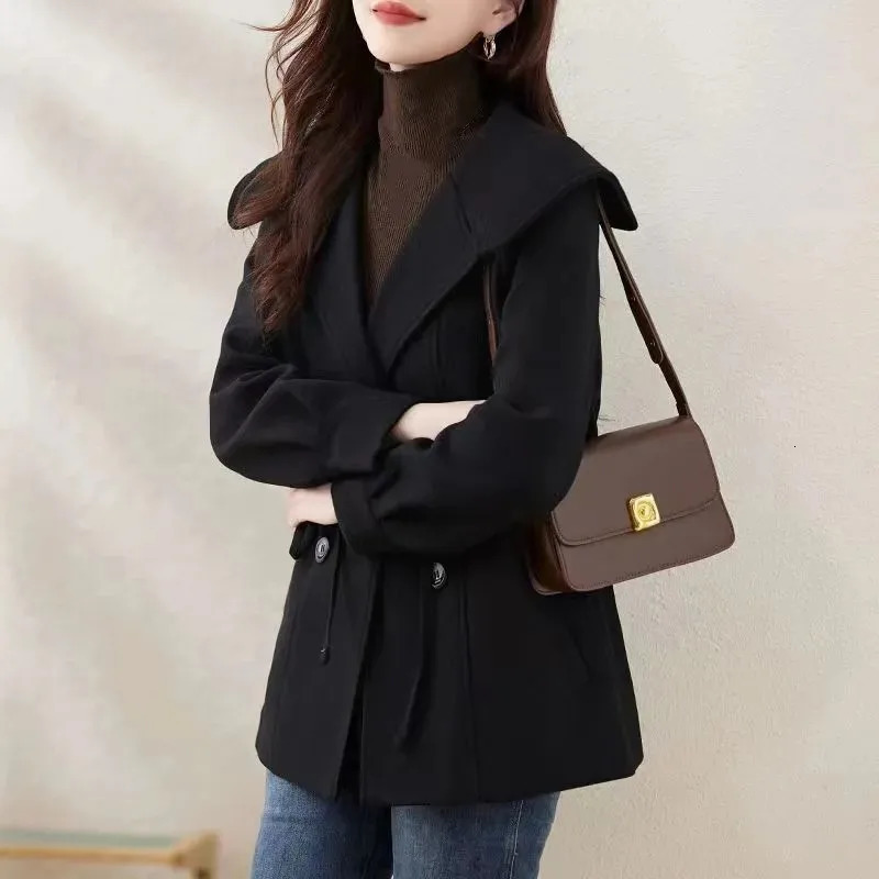 Women Woolen Jacket 2025 Autumn Winter Mid length Versatile Comfortable Female Coat Elegant Trend Ladies Wool Overcoat 251029