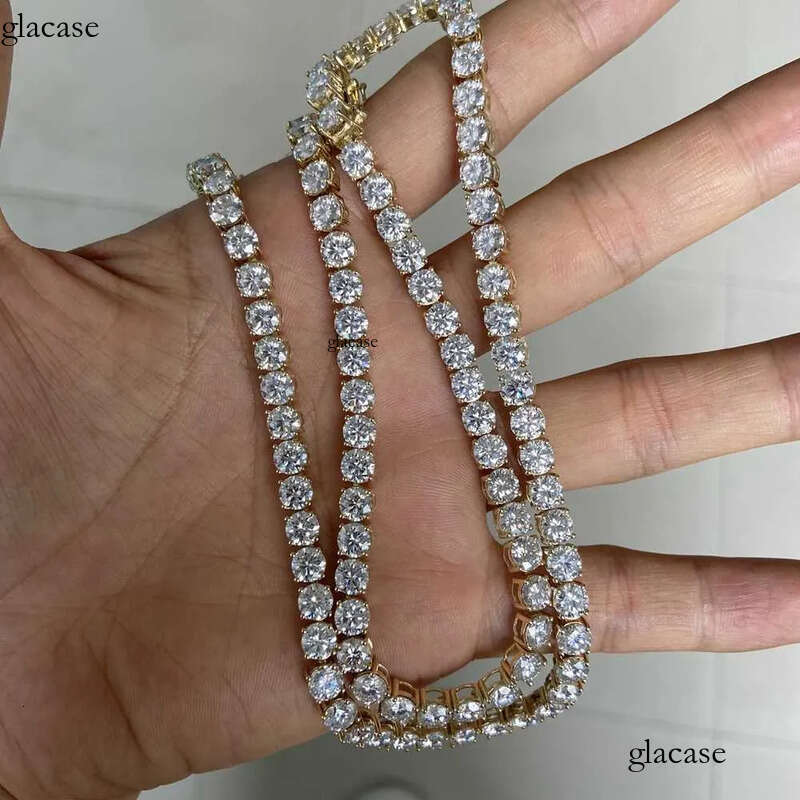 HQ GEMS Hip Hop Jewelry 20 Inch 5mm Sterling Sier Iced Out Moissanite Dia Tennis Necklace 81