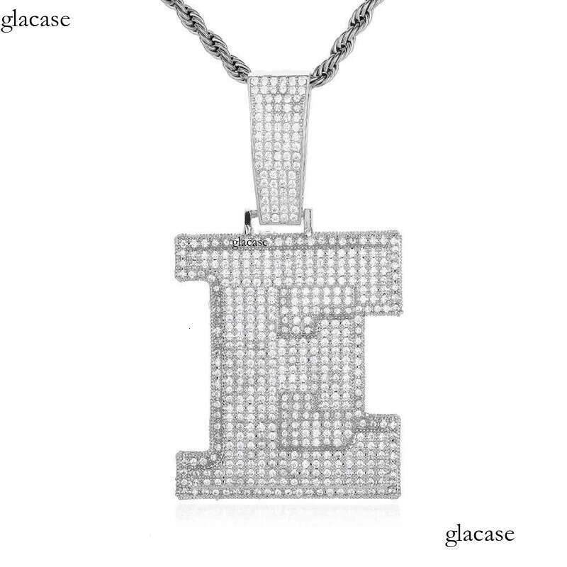 Custom Large Number A-Z Letters Pendant Necklaces 5A Zircon Real Gold Plated ab