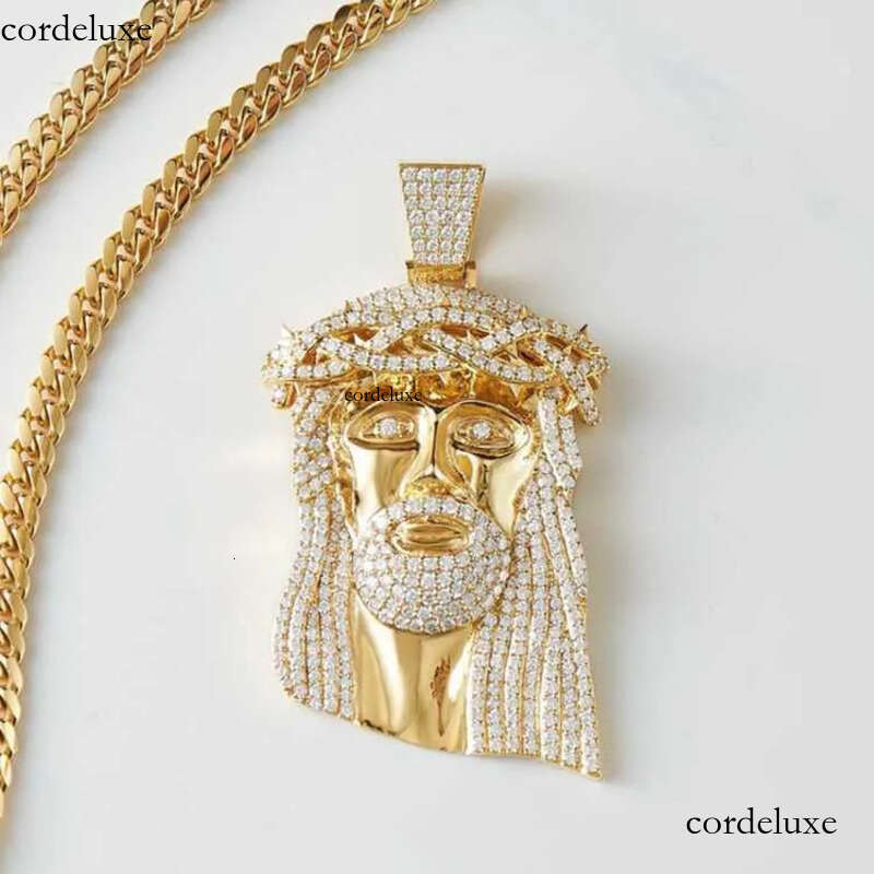 2020 Mens Sier 10k Solid Gold Iced Out Moissanite Hip Hop Jewelry Jesus Piece Charm Pendant for Necklace e9