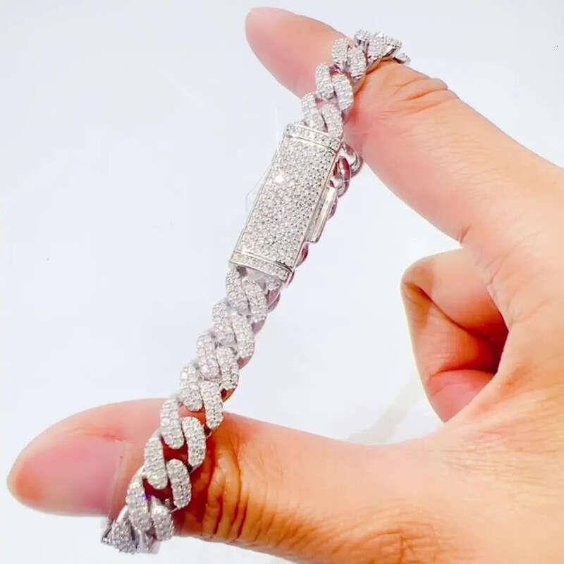 Chains 8mm 18-24inch Sterling Sier VVS Moissanite Cuban Chain Necklace 7/8/9inch Bracelet For Women/Men Nice Gift