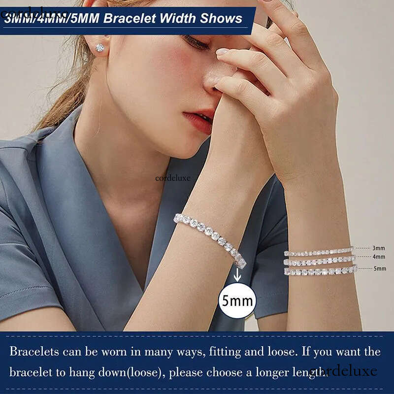 moissanite tennis women gold sier plated designer bracelet 3/4/5mm wide chain bracelets rapper hip hop men jewelry woman valentines day gift b5