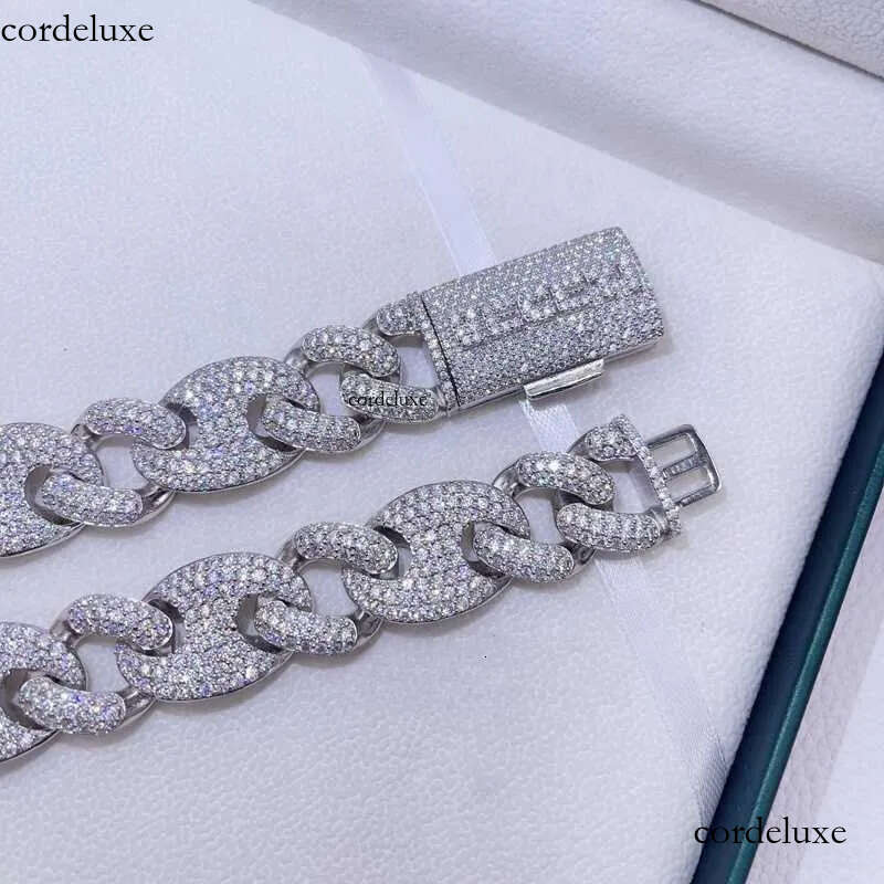 necklace moissanite chain White Gold Sier 20mm Mariner Link Iced Out Hip Hop Men Rapper Jewelry Custom Name Lock Moissanite Chain 64