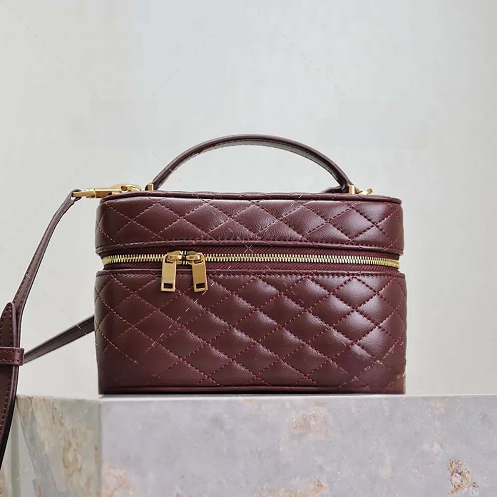 Designer Vanity 18CM Lambskin Leather Cosmetic Mirror quality Women Clutch Shoulder Bag